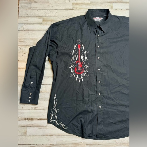 Brooks & Dunn Collection By Panhandle Slim Long Sleeve Pearl Snap Men XXL Black - Picture 3 of 13